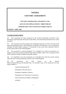 Nigeria Country Assessment