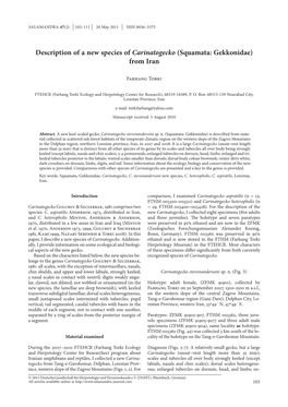 Squamata: Gekkonidae) from Iran