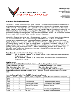 3-2021 Corvette Racing Fast Facts