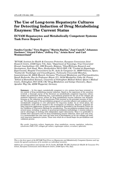 The Use of Long-Term Hepatocyte Cultures for Detecting Induction of Drug Metabolising Enzymes: the Current Status