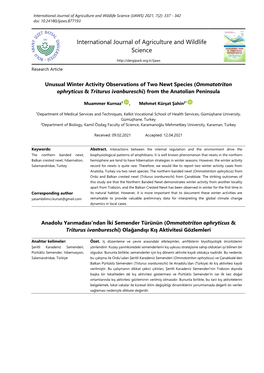 International Journal of Agriculture and Wildlife Science (IJAWS) 2021, 7(2): 337 - 342 Doi: 10.24180/Ijaws.877193