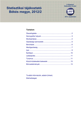 Statisztikai Tájékoztató Békés Megye, 2012/2