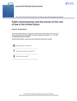 Public Administration and the Erosion of the Rule of Law in the United States