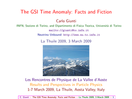 The GSI Time Anomaly: Facts and Fiction Eserved@D = *@Let@Token