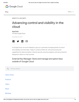 Advancing Control and Visibility in the Cloud