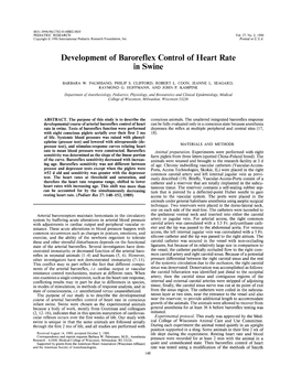 Development of Baroreflex Control of Heart Rate in Swine