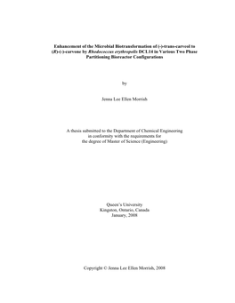 Enhancement of the Microbial Biotransformation of (-)-Trans-Carveol to (R)-(-)-Carvone by Rhodococcus Erythropolis DCL14 In