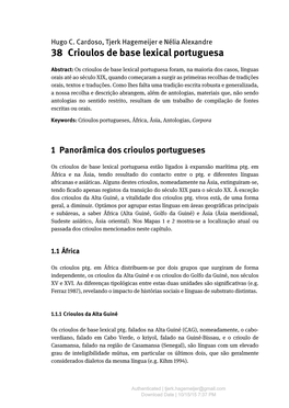 38 Crioulos De Base Lexical Portuguesa