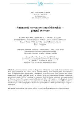 Autonomic Nervous System of the Pelvis — General Overview