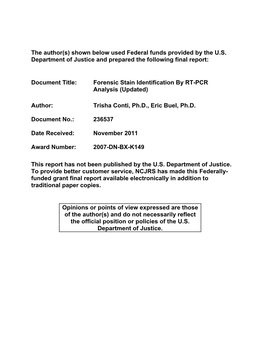 Forensic Stain Identification by RT-PCR Analysis (Updated)