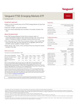 Vanguard FTSE Emerging Markets ETF VWO