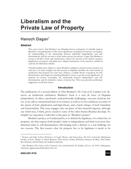 Liberalism and the Private Law of Property