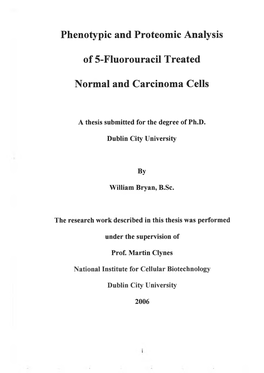 Phenotypic and Proteomic Analysis of 5-Fluorouracil T Reated Normal And