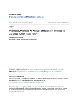 An Analysis of Nationalist Influence on Japanese Human Rights Policy