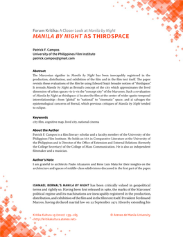Manila by Night As Thirdspace