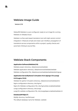 Weblate Image Guide Weblate Stack Components