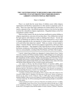 The “Licentiousness” in Religious Organizations and Why It Is Not Protected Under Religious Liberty Constitutional Provisions