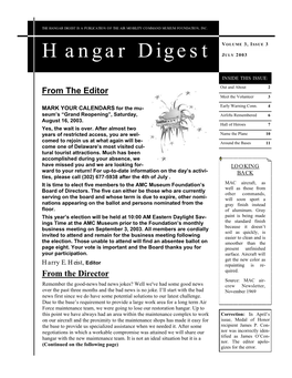 Hangar Digest Is a Publication of the Air Mobility Command Museum Foundation, Inc