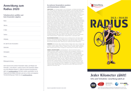Jeder Kilometer Zählt! Info Und Teilnahme: Vorarlberg.Radelt.At
