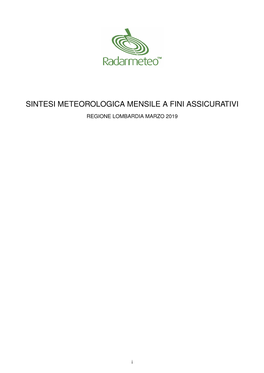 Sintesi Meteorologica Mensile a Fini Assicurativi