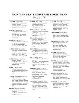 Montana State University-Northern Faculty