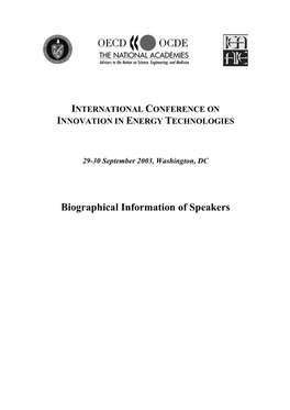 Biographical Information of Speakers