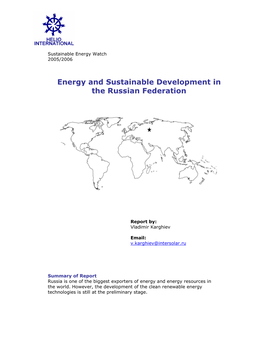 Energy and Sustainable Development in the Russian Federation