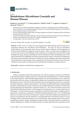 Metabolome–Microbiome Crosstalk and Human Disease