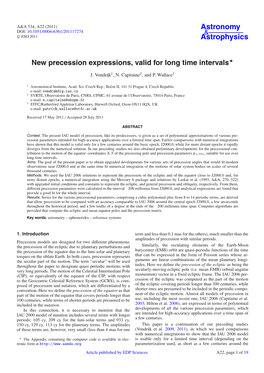 New Precession Expressions, Valid for Long Time Intervals⋆