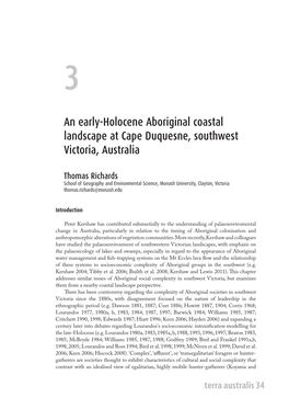 An Early-Holocene Aboriginal Coastal Landscape at Cape Duquesne, Southwest Victoria, Australia