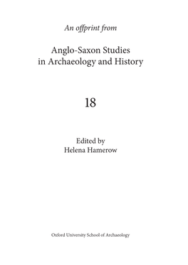 Anglo-Saxon Studies in Archaeology and History