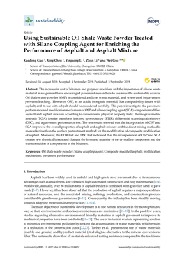 Using Sustainable Oil Shale Waste Powder Treated with Silane Coupling Agent for Enriching the Performance of Asphalt and Asphalt Mixture