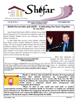 Rabbi Steven Saks and AKSE – Celebrating Ten Years Together by Alan Bleier
