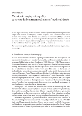 Variation in Singing Voice Quality . a Case-Study from Traditional