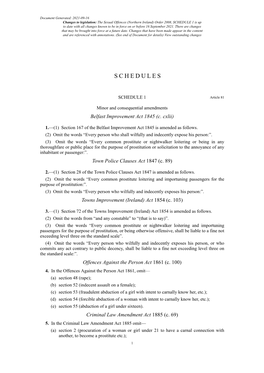 The Sexual Offences (Northern Ireland) Order 2008, SCHEDULE 1 Is up to Date with All Changes Known to Be in Force on Or Before 16 September 2021