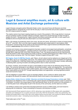 Legal & General Amplifies Music, Art & Culture with Musician and Artist