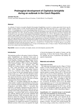 Preimaginal Development of Cephalcia Lariciphila During an Outbreak in the Czech Republic