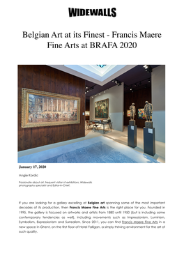 Belgian Art at Its Finest - Francis Maere Fine Arts at BRAFA 2020