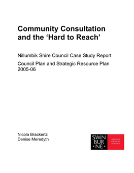 Community Consultation and the 'Hard to Reach'