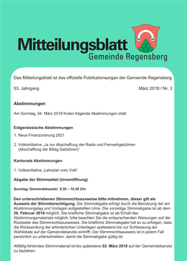 Mitteilungsblatt Gemeinde Regensberg