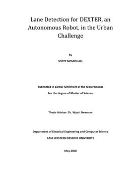 Lane Detection for DEXTER, an Autonomous Robot, in the Urban Challenge