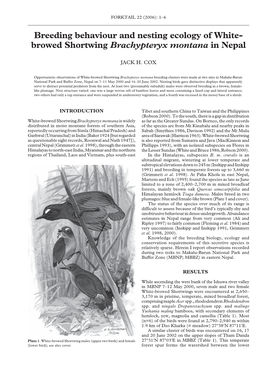 Breeding Behaviour and Nesting Ecology of White- Browed Shortwing Brachypteryx Montana in Nepal