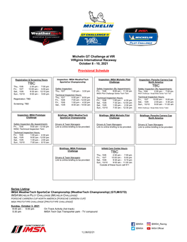 2021 IMSA Provisional Schedule and SR VIR 060221 V1