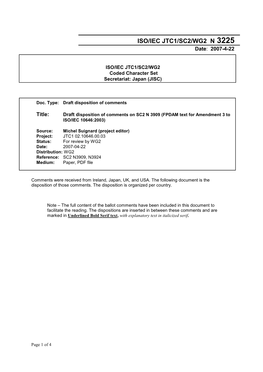 ISO/IEC JTC1/SC2/WG2 N 3225 Date: 2007-4-22