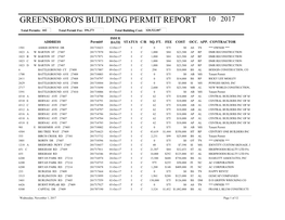 Greensboro's Building Permit Report 10 2017