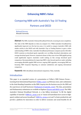 Enhancing NBN's Value Comparing NBN with Australia's Top 10 Trading Partners and OECD