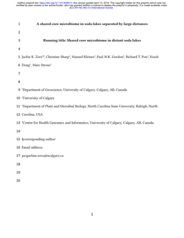 A Shared Core Microbiome in Soda Lakes Separated by Large Distances