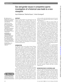 Sex and Gender Issues in Competitive Sports: Br J Sports Med: First Published As 10.1136/Bjsm.2010.082552 on 3 May 2011