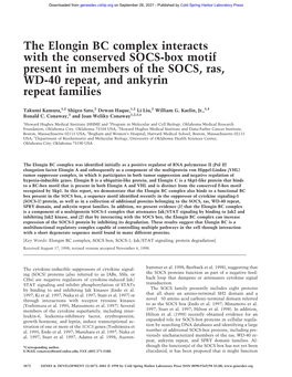 The Elongin BC Complex Interacts with the Conserved SOCS-Box Motif Present in Members of the SOCS, Ras, WD-40 Repeat, and Ankyrin Repeat Families