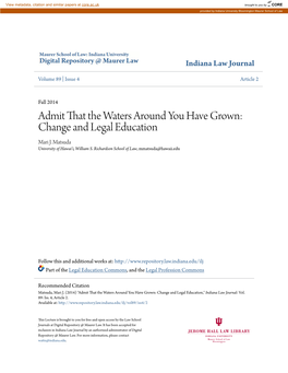 Admit That the Waters Around You Have Grown: Change and Legal Education Mari J